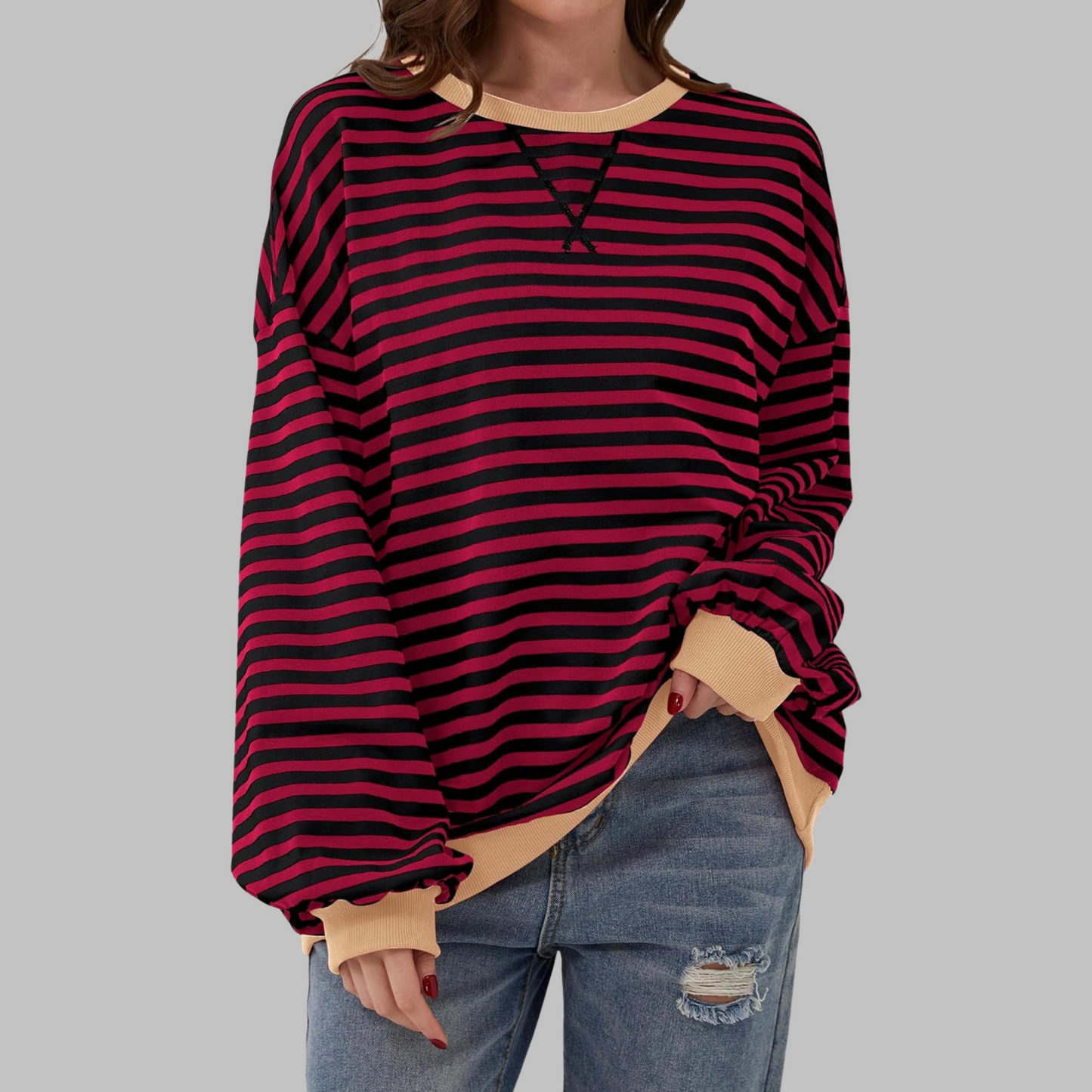Aveline™ | Casual Striped Long Sleeve Sweatshirt